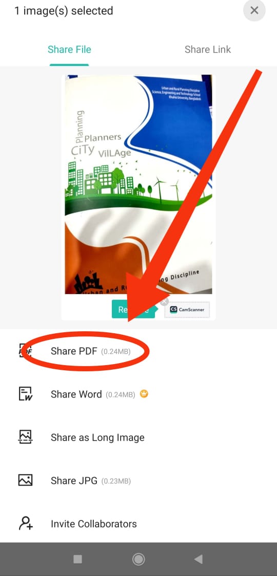 Camscanner দিয়ে পিডিএফ ফাইল হিসেবে সেভ করার উপায়